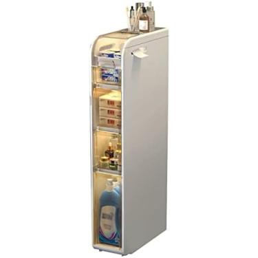 Imagem de Armário De Armazenamento De Banheiro Pequeno Com Rodas, Armário De Toalete Fino, Prateleiras Organizadoras De Banheiro, Organizador De Armazenamento De Papel Higiênico À Prova D'água, Organizador