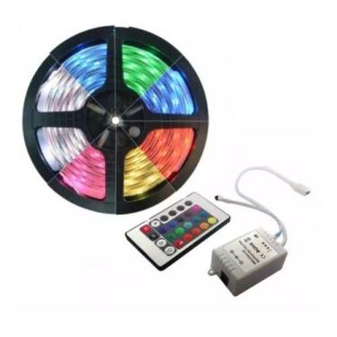 Imagem de Fita Led Colorida 5050 Rgb 5M 16 Cores Controle Pronto Entre - Oem