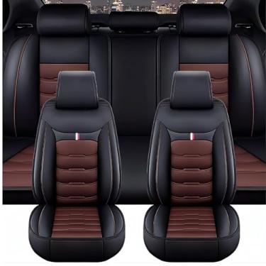 Imagem de Conjunto completo de capas de assento de carro para Toyota FJ Cruiser 2006-2015 2016 2017 2018 2019 2020 2021 2022 2023, 5 assentos antiderrapantes à prova d'água respirável protetor de assento de couro acessórios