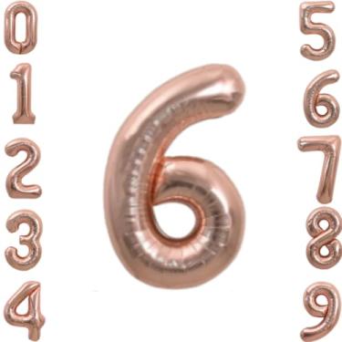 Imagem de Genérico Balão Metalizado Número Gigante 100cm Prata, Balão De Número Grande Prateado Metalizado 1 Metro (Rose Gold-6)