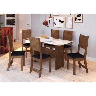Imagem de Conjunto Mesa De Jantar Zurique Com 6 Cadeiras Noce/Off White/Tecido P