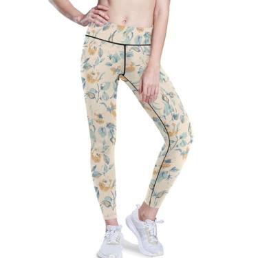 Imagem de KLL Calças de ioga sexy chiques primavera flores gasto para mulheres dança booty wear PP, Flores da primavera chique gasto, GG
