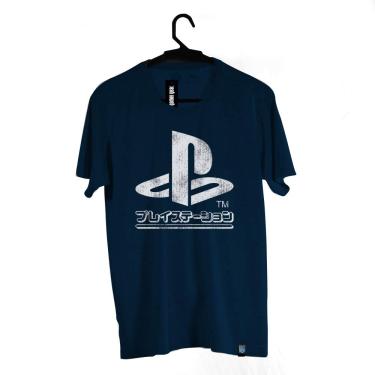Imagem de Camiseta Brand Logo Japonês, Playstation, Adulto unissex, Azul Escuro, G