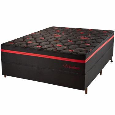 Imagem de Conjunto Box e Colchão casal Hellen Montana com molas ensacadas 1,38 - Preto/Vermelho