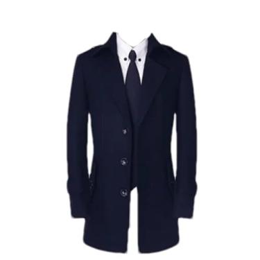 Imagem de ZMIN Casaco de lã de inverno masculino slim casaco casual térmico trench agasalho masculino jaqueta corta-vento, Azul, G
