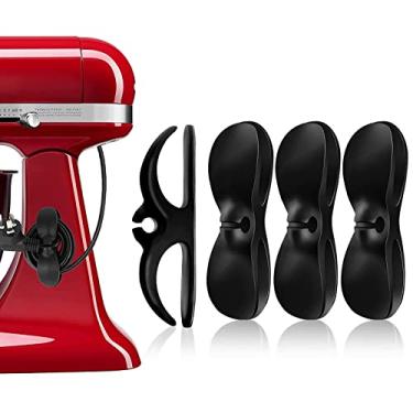 Imagem de Pacote com 4 organizadores de cabos para eletrodomésticos, suporte de cabos, organizador de cabos, adesivo em superfície plana ou redonda para pequenos aparelhos de cozinha, liquidificadores, cafeteiras, panelas de pressão e fritadeira (Preto)