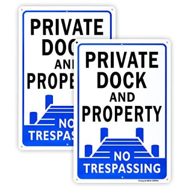 Imagem de Pacote com 2 placas privadas para não invasão, placa refletiva de alumínio de 30,5 x 20,3 cm x 10,1 cm, sem ferrugem, alumínio, protegido contra raios UV e à prova de intempéries