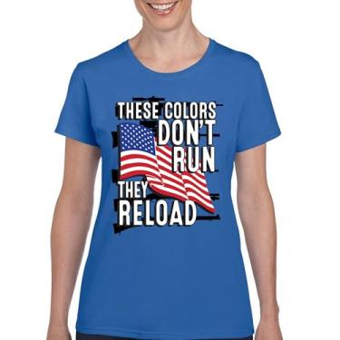 Imagem de Camiseta feminina These Colors Don't Run They Reload 2nd Amendment 2A Don't Tread on Me Second Right Bandeira Americana, Azul, M