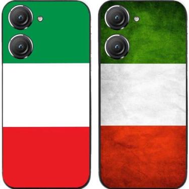 Imagem de 2 peças retrô bandeira da Itália TPU gel silicone capa de telefone traseira para Asus Zenfone 8/9 / 10 (Asus Zenfone 10)