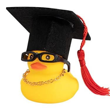 Imagem de wonuu Pato de borracha para carro, pato para carro, decoração de painel, acessórios de decoração de painel de carro com mini boné de solteiro e óculos de sol