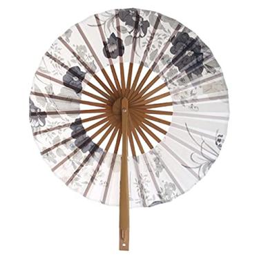Imagem de YQHWLKJ Sakura Ventiladores Dobráveis de Círculo Redondo Ventiladores de Mão para Presentes de Aniversário Dança Cosplay Adereços de Festa de Casamento Decoração