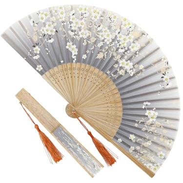 Imagem de Meisuitd 1 peça de pequenos ventiladores de mão dobráveis para mulheres - ventiladores de seda de bambu vintage japoneses chineses - para dança, apresentação, decoração, casamento, festa, presente