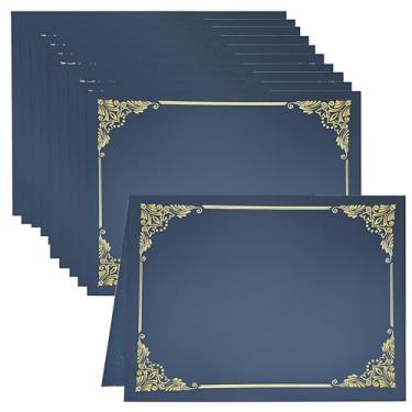 Imagem de MyGradDay 25 pacotes, porta-certificados, capas de diploma, borda de folha dourada, para cartas tamanho 21 x 28 cm, cartolina, azul marinho