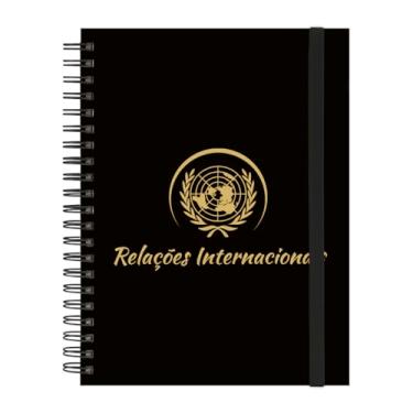 Imagem de Caderno Universitário Plus 12 Matérias Profissões Relações Internacionais (Preto e Gold)