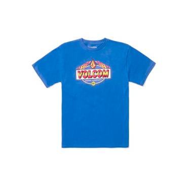 Imagem de Volcom Camiseta masculina Flamey V manga curta (crianças grandes), Patriota Blue, P