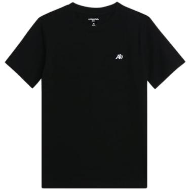 Imagem de AEROPOSTALE Camiseta para meninos - Camiseta infantil básica de algodão de manga curta - Camiseta clássica com gola redonda estampada para meninos (4-16), Preto, 14-16