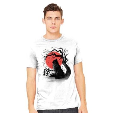 Imagem de TeeFury - Black Cat Kanji - Camiseta masculina animal, gato, Preto, 5G