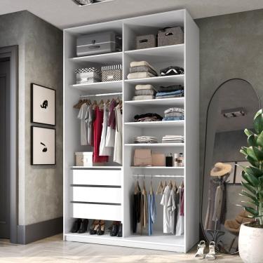 Imagem de Closet Solteiro em Bp 2 Vaos sem Portas 3 Gavetas Sion Branco