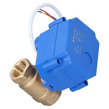 Imagem de Fafeicy Válvula de esfera elétrica, válvula reta motorizada de latão com indicação de interruptor, modo de controle de 2 pontos de 3 fios, padrão de rosca BSP, CWX-15N-CR02-DC3~6V-DN15, válvula de esfera