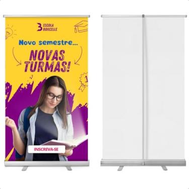Imagem de Porta Banner Roll-up Suporte Banner Estrutura 100x200cm Bolsa para Transporte