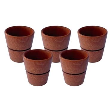 Imagem de Kit 05 copos para cachaça 7CM em madeira maciça artesanal