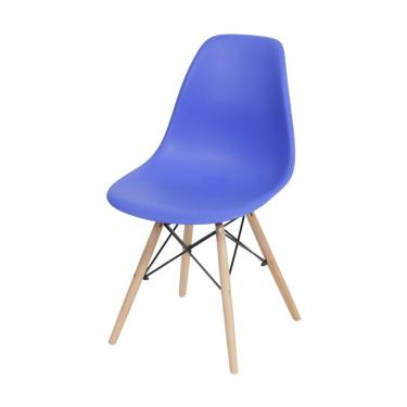 Imagem de Cadeira Boxbit Dkr Eames Polipropileno Azul Escuro Base Madeira