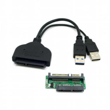Imagem de cablecc Adaptador USB 3.0 para SATA e Micro SATA para disco rígido de 4,6 cm e 6,3 cm com cabo de alimentação USB extra