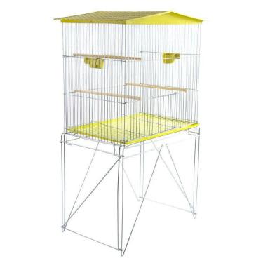 Imagem de Viveiro Para Pássaros Dobrável Médio Amarelo Teto Slim