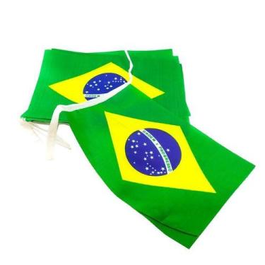 Imagem de Bandeira Brasil Varal Pequena Copa Futebol Eleição 4 Metros