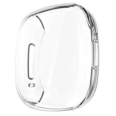 Imagem de [1 unidade] ALADRS Capa protetora de tela compatível com Fitbit Sense & Versa 3 Watch, capa protetora HD ultrafina compatível com Fitbit Versa 3 e Sense smartwatch capa de para-choque inteligente, transparente