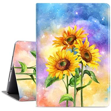 Imagem de Vimorco Capa para iPad 5ª/6ª geração de 9,7 polegadas 2017/2018, para iPad Air 1/2, capa fina e ajustável à prova de choque para Apple iPad 5/6 gerações, girassol