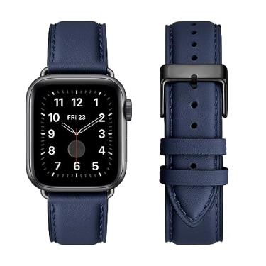 Imagem de OMIU Pulseira de couro compatível com Apple Watch SE séries 11, 10, 9, 8, 7, 6, 5, 4, 3, 2 e 1 de 38 mm, 40 mm, 41 mm, 44 mm, 46 mm, 49 mm, ultra para Apple Watch SE séries 11, 10, 9, 8, 7, 6, 5, 4, 3