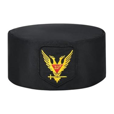 Imagem de Core Plus Group Boné de coroa de rito escocês de 32º grau - Wings Up vermelho e amarelo, raiom preto, Rígido, 55