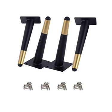 Imagem de 4 peças de pernas de mesa oblíquas, pernas de armário de metal, pernas de móveis em cone, aço inoxidável, colocação de base silenciosa antiderrapante para sofás, mesas e outras pernas de móveis (reto