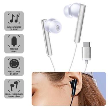 Imagem de Fones De Ouvido Com Fio E Microfone TipoC Estereo Branco - Peining, Pr