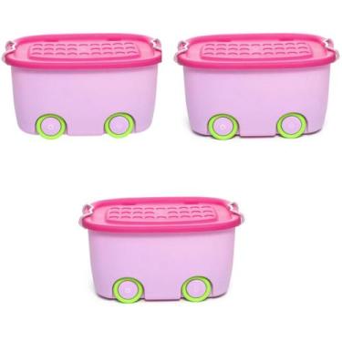 Imagem de Kit Caixa Soft Neon Pequena Plástica com Alça e Tampa - Momis Petit, r