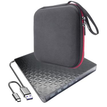 Imagem de Leitor externo 4K Ultra HD UHD 3D Blu-ray e gravador óptico para laptop Dell Inspiron XPS 15 13 14 16 17 Plus 5000 7000 9000 UltraBook, gravador de CD portátil USB-C BD-RE DL DVD + estojo de