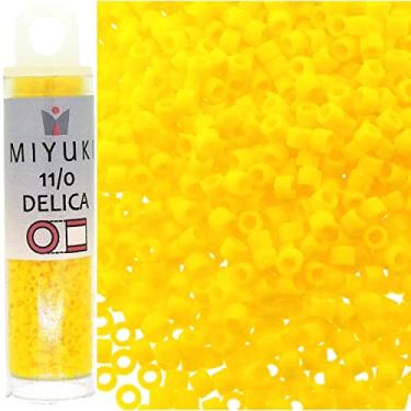 Imagem de Miyuki Contas de sementes Delica 11/0 foscas opacas amarelo canário DB1582 7,2 gramas
