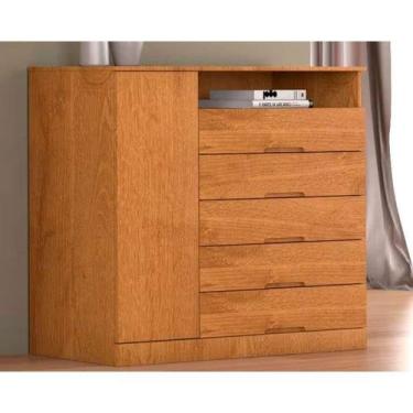 Imagem de Cômoda Infantil Portugal c/ 1 Porta 1 Nicho e 5 Gavetas Peroba - Europ