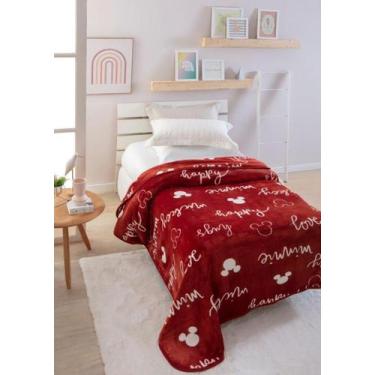Imagem de Cobertor Solteiro Mickey e Minnie Vermelho Jolitex Ternille