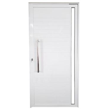 Imagem de Porta de Alumínio Pivotante Branco Com Puxador e Vidro Linha 25 - DC, 