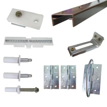 Imagem de Kit Ferragens p/ Porta Camarão Com Dobradiça - 70 cm Bronze - Alfer - 