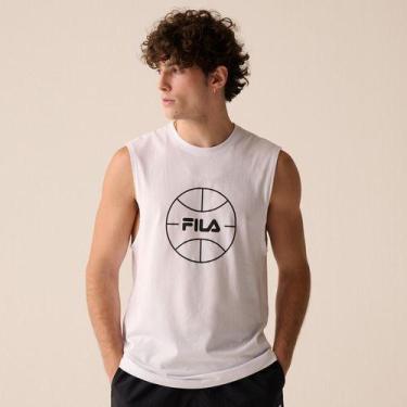 Imagem de Camiseta Regata Masculina Fila Letter Basket Bci, Branco, M
