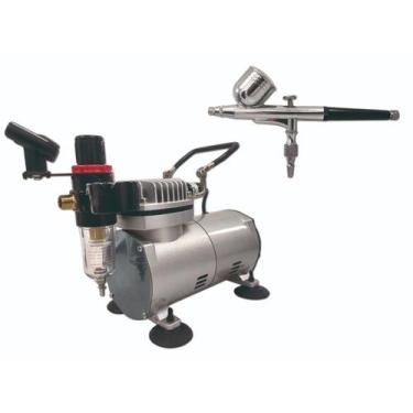 Imagem de Kit Compressor Ar Direto Aerografia + Aerógrafo 0,2Mm - Onetools