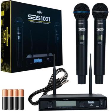 Imagem de Microfone duplo sem fio santo angelo 30 canais uhf sas1031 