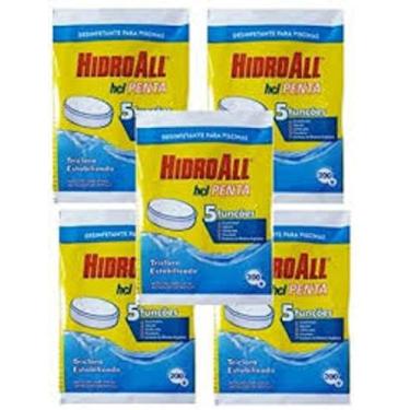 Imagem de Pastilha de Cloro p/ Piscina Hidroall HCL Penta 5 funções 200g - c/ 5 