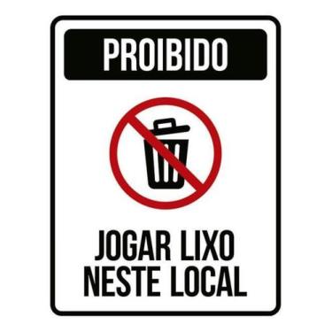 Imagem de Kit 3 Placas Proibido Jogar Lixo Neste Local Com Ícone 36X46 - Sinaliz