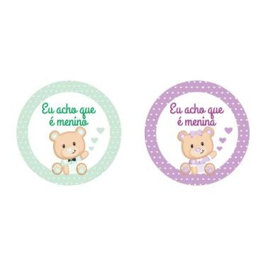 Imagem de 100 Adesivos Chá Revelação Bebe Menino E Menina Festa - Fixa Personali