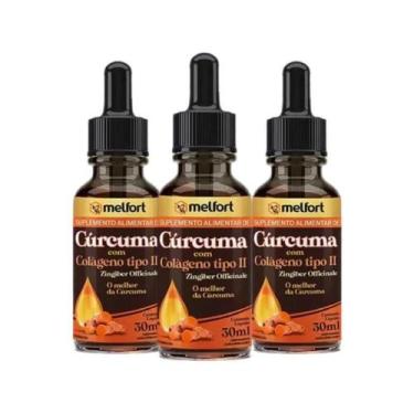 Imagem de Kit 3X Cúrcuma Com Colágeno Tipo 2 Melfort 30Ml - Melfort Nutrição Nat