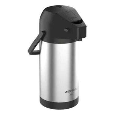 Imagem de Garrafa Termica Excelence Inox Pressão 2,5 L Café Cha Soprano Preto